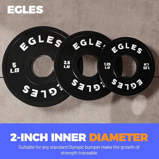Egles Change Plates Set 1.25LB, 2.5LB, 5LB - Rubber-Coated Weight Plates in Pairs, Olympic Bumper Plates, Color-Coded, IWF Standard, Fit 2-Inch Barbells Strength Training Weight Plates Gym & Fitness