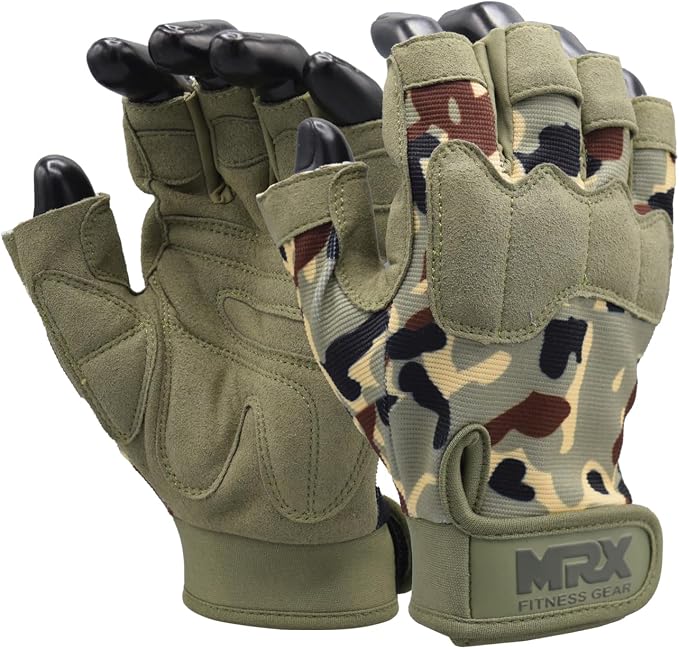 MRX Weightlifting Gloves for Men Workout Gloves Mens Wrist Support Lifting Gloves Male Gym Gloves | Workout Gym Accessories for Men Weight Lifting Fingerless Gym Exercise for Powerlifting