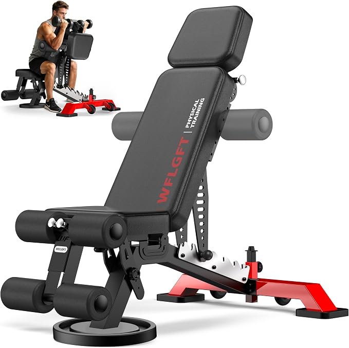 Commercial Adjustable Weight Bench, Heavy Duty 1800LBS | Workout Bench for Home Gym, Flat, Decline, Incline Bench Press, Removable Leg & Elbow Support for Full Body Strength Training
