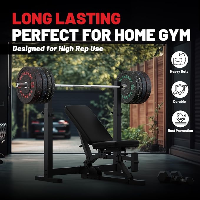 2" Bumper Plates Set Olympic Weight Plates for Barbell Strength Training | Papababe 2Inch Weights Plates Set, Floor Protective Plates, 20-600lbs Rubber Bumper Plates for Weightlifting, Bench Press