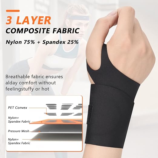 Ulnar Wrist Brace for Right & Left Hand, Ultra-Thin Elastic Wrist Wrap Compression for TFCC Tear and Repetitive Wrist Use Injury, Wrist Support for Carpal Tunnel, Tendonitis, Pain Relief (Black)