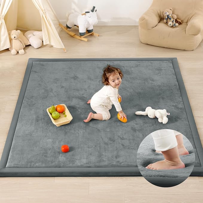 1.3" Thick Baby Play Mat for Floor,39x59 Memory Foam Tummy Time Mat | Ultra Soft Playmat for Baby,Tummy Time Foam Mats,Cushioned for Infant,Kids and Toddler Crawling,Easy Care