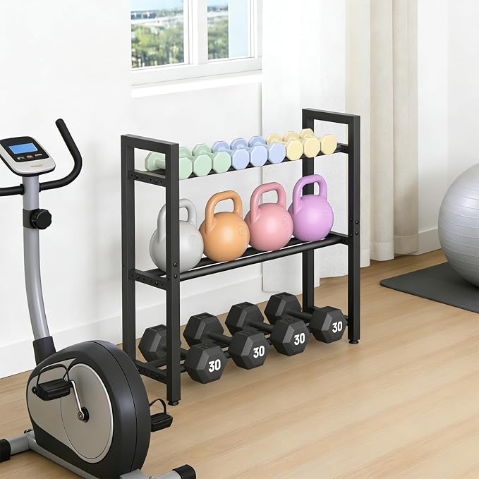 Eocnrhe Dumbbell Rack Stand Only, Weight Rack for Home Gym, 3-Tier Adjustable Dumbell Rack Heavy-Duty Weight Stand for Dumbbells Kettlebells