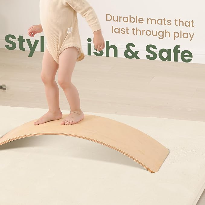 Baby Play Mat for Floor,1.3" Thick Foam 47"×47" Playpen Mat for Tummy Time,Non-Toxic Certified Water Repellent Soft Coral Velvet for Toddler,Infant,Kids,Non-Slip Backing Safe for Crawling (Cream)