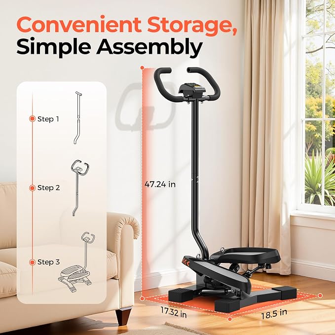 SPORTSROYALS Stair Stepper,Twist/Mini Stepper for Exercise at Home,Step Machine with Resistance Bands for Full Body Workout, 350lbs+ Capacity
