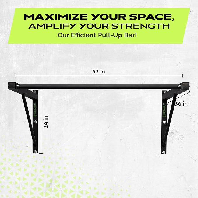 Wall Mounted Pull Up Bar, Heavy-Duty Steel, 500lbs Weight Capacity