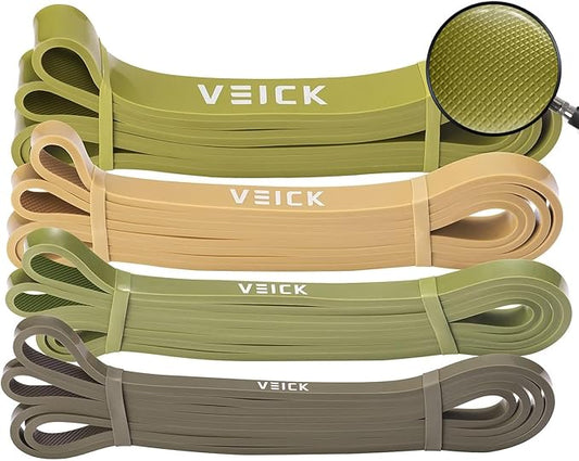 VEICK Pull Up Assist Resistance Bands for Home Gym | 100% Natural Latex, Non Slip Leather Texture, Space Saving, Versatile for Full Body Training, Home Gym