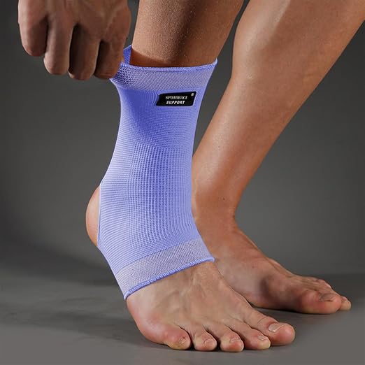SPOTBRACE Ankle Brace Compression Sleeve, Ankle Support For Women Men 2Pack | Elastic, Open Heel, Purple, Breathable, Thin, Soft, Foot Compression Sock Wrap for Swelling, Plantar Fasciitis, Sprain, L