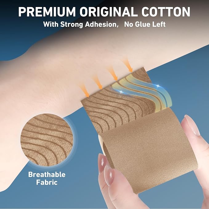 KTQUICK Precut Kinesiology Tape for Ankle,12PCS,20% Stronger Adhesive,Beige | Ankle Support Tape with Premium Cotton, Breathable, Waterproof, Latex-Free Athletic Tape for Running, Training & Hiking