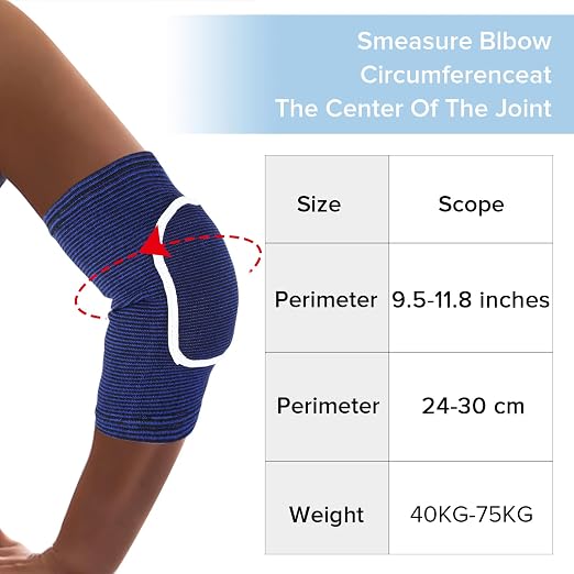 COMNICO Arm Brace Pads Elbow Protector Strap Pair, Breathable Anti-Collision Sponge Tendonitis Fitness Volleyball Basketball Tennis Golfers Knee Support Band for Kids Men Women Elderly(Blue with white edges)