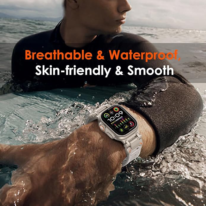 WINGLE FKM Rubber Bands for Apple Watch Band Ultra 3/2/1 Band Ultra 49mm Series 11 10 46mm 45mm 44mm 42mm SE 3/2/1 9 8 7 6 5 4 3 Men, Military Rugged Metal Connector Silicone Apple iWatch Sport Bands