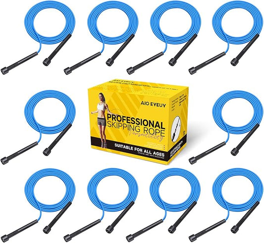 10 Pack Adjustable Jump Rope for Fitness and Exercise - PVC Skipping Rope for Men, Women and Teens - Tangle-Free for Keeping Fit, Training, Workout