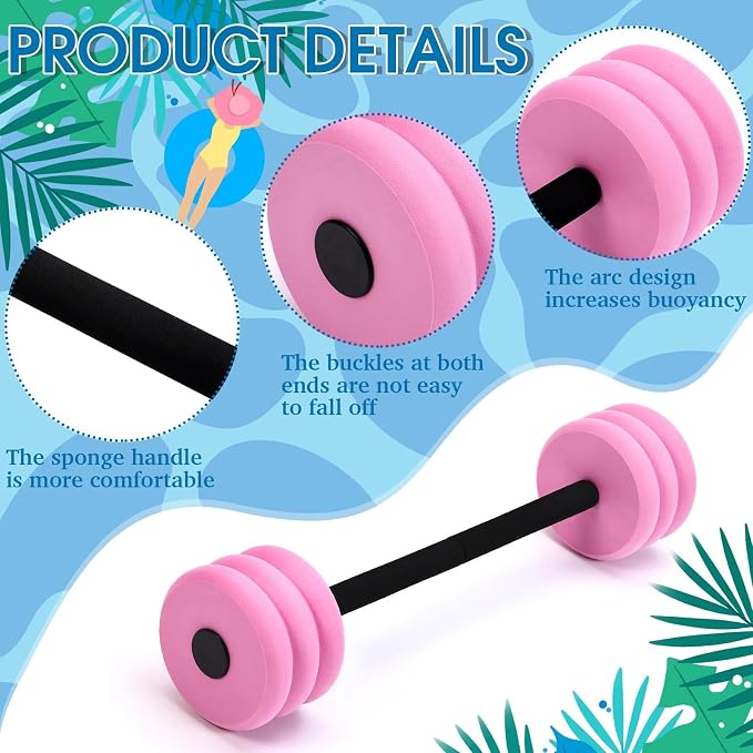 Soulchen Long Aquatic Exercise Dumbbells Pool Exercise Foam Water Weights Dumbbell Aquatic Pool Barbells with High Density EVA Foam for Swim Water Aerobics Workouts Loss