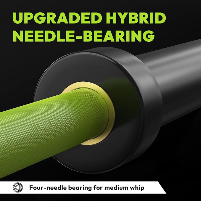 HANDBODE 7 FT Olympic Barbell 45 LB, 2-Inch Weight Bar, 1000 LB | Needle Bearings, Knurled Grip, Hard Chrome Coating, Powerlifting, Bench Press, Deadlift, Squat, Hip Thrusts And Cleans