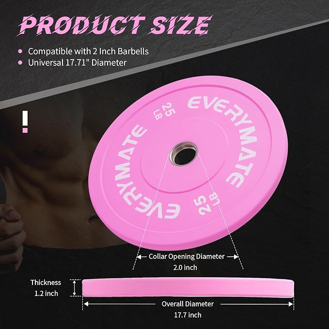 EVERYMATE Change Weight Plates 1.25LB 2.5LB 5LB Set Fractional Olympic Bumper Plates for Cross Training Steel Insert Strength Training