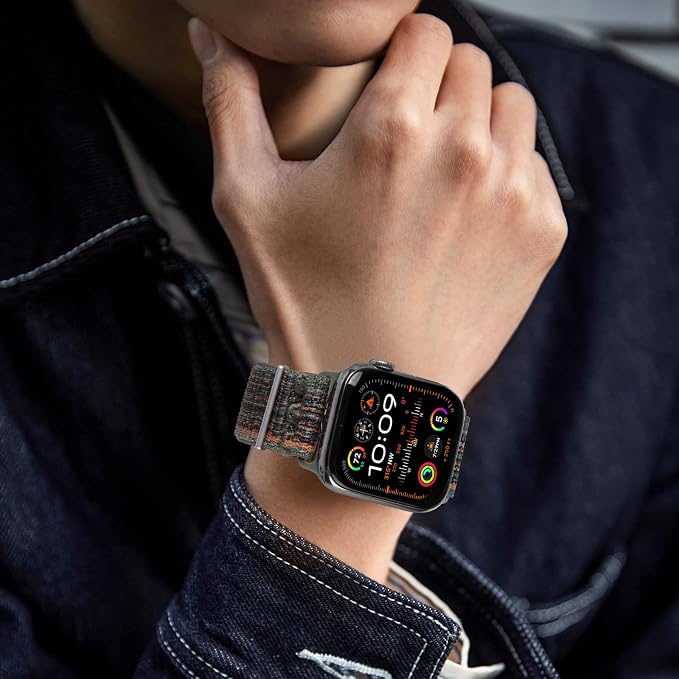 Sport Loop Nylon Band Compatible with Apple Watch Band 38mm 40mm 41mm 42mm 44mm 45mm 49mm Ultra 2 iWatch Series 9 8 7 6 SE 5 4 3 2 1 Strap, Fit for iPhone Watch Band Women Men Stretchy | Nylon Sport Loop Wristband Compatible with Apple Watch Ultra 2 38...