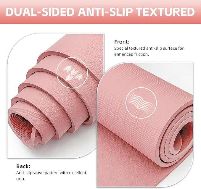 Large Yoga Mat Thick, 76"x32"x0.31"Wide POE Exercise Mat with Non-Slip Surface & Carry Strap, Anti-Tear Workout Mat for Yoga, Pilates, Fitness