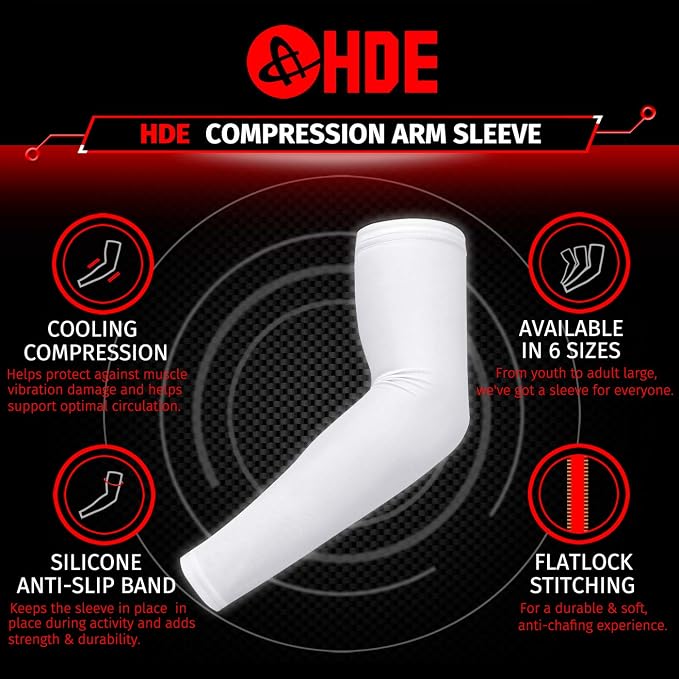 HDE Arm Compression Sleeves for Kids Basketball Shooting Sleeve Youth Sports Cooling Sun Protection Football Baseball 1 Pair
