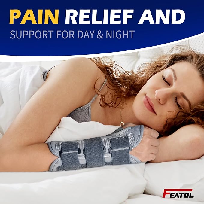 FEATOL Wrist Brace Splint Carpal Tunnel for Women Men, Night Wrist Sleep Support Brace, Left Hand, Small/Medium, Pain Relief for Sprain, Arthritis, Tendonitis