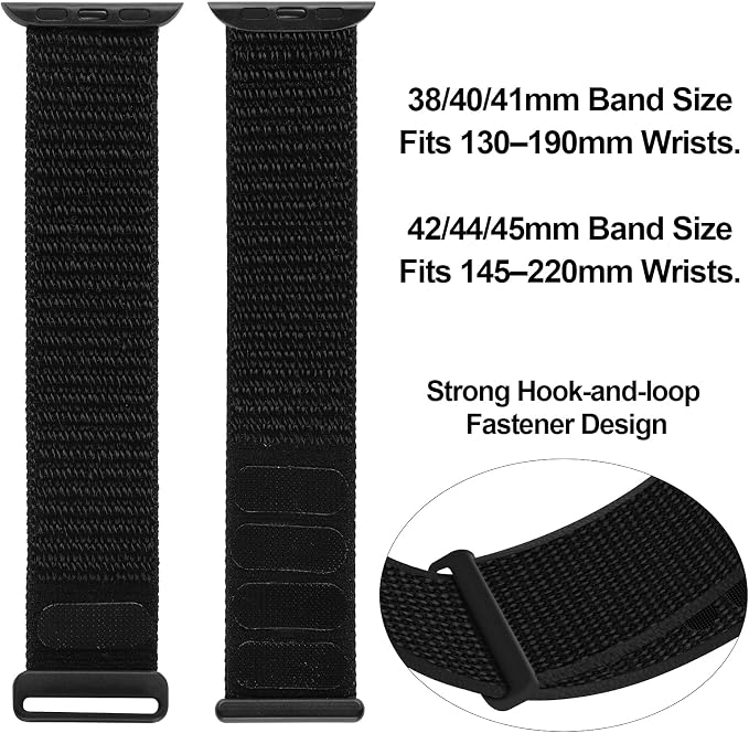 JuQBanke Sport Loop Band Compatible with Apple Watch Band 38mm 40mm 41mm 42mm 44mm 45mm iWatch Series 7 6 5 SE 4 3 2 1 Strap, Nylon Women Men Stretchy Elastic Braided Wristband, 42 44 45mm Dark Black | Braided Nylon Band for Apple Watch 42mm 44mm, Adju...