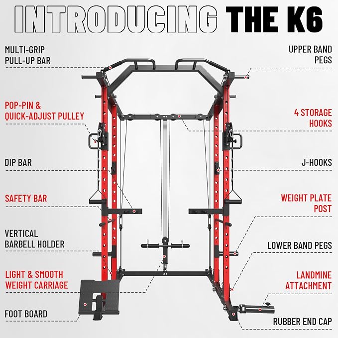 Mikolo Power Cage, Power Rack with Cable Crossover System, 1500LBS Squat Rack with LAT Pull Down System, Workout Cage with Pulley System for Fitness Home Gym