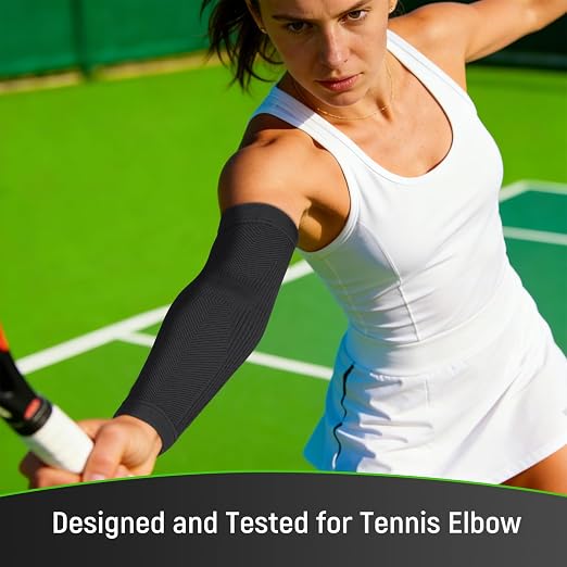 Elbow Compression Sleeve, Snug Fit, Full Arm Coverage, Small | Soft Breathable Tennis & Golfers Elbow Brace for All Day Comfort, Full Arm Coverage for Complete Support