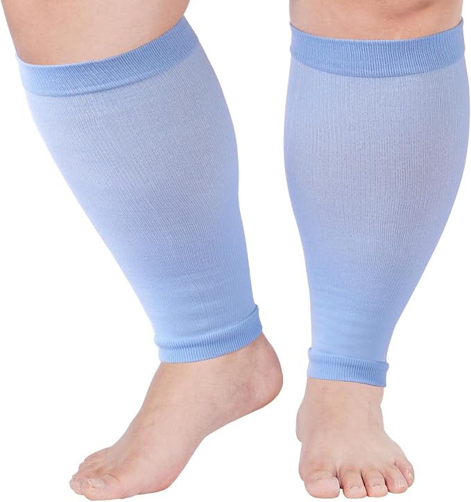 Plus Size Compression Leg Sleeves for Women& Men 15-20mmHg Wide Calf Knee High Leg Sleeves