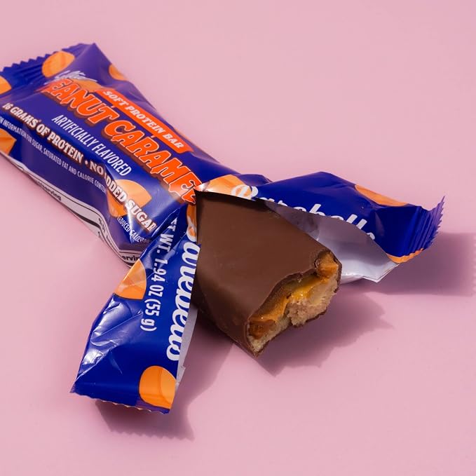 Barebells Soft Protein Bars Salted Peanut Caramel - 12 Bars, Pack of 1-16g High Protein Treats - Chocolate Nutrition Bar with 1g Total Sugars - On The Go Breakfast or Post-Workout Snack