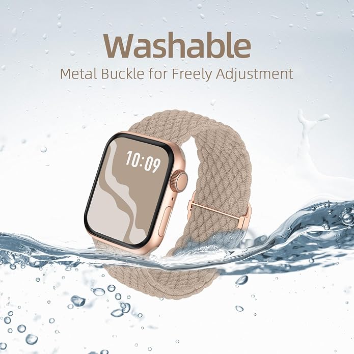 4 Pack Braided Stretchy Bands Compatible with Apple Watch 40mm 41mm 38mm 42mm 44mm 45mm 46mm 49mm Women Men, Breathable Nylon Elastic Daily Use Straps for iWatch Series 11/10 9 8 7 6 5 4 3 SE/Ultra 2