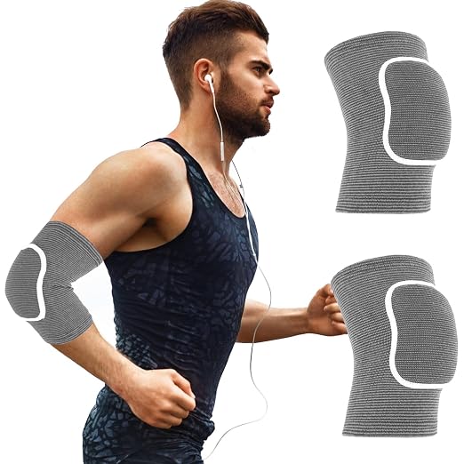 COMNICO 1 Pair Arm Brace Pads Elbow Protector Strap, Breathable Anti-Collision Sponge Tendonitis Fitness Volleyball Basketball Tennis Golfers Knee Support Band for Kids Men Women Elderly