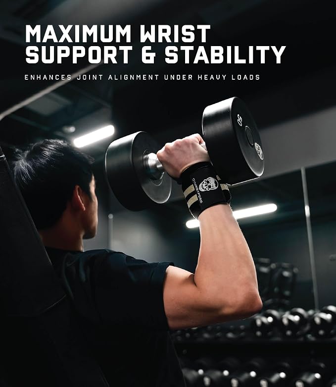 Gymreapers Weightlifting Wrist Wraps (IPF Approved) Professional Quality Wrist Support with Heavy Duty Thumb Loop - Best Wrap for Powerlifting Competition, Strength Training, Bodybuilding