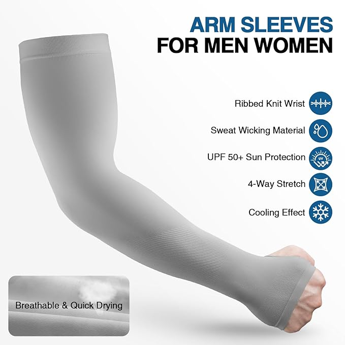 LUOLIIL VOE Sun Protection Cooling Arm Sleeves for Men &Women,Compression Sleeves for Football, Golf & Volleyball
