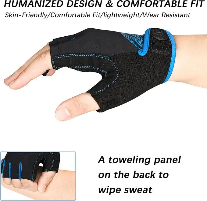 Cycling Gloves Bike Bicycle Gloves, Half Finger 5MM Gel Anti-Slip | Biking Gloves for Men Women Gym workout exercise Motorcycle Hiking Rowing Outdoor Sports