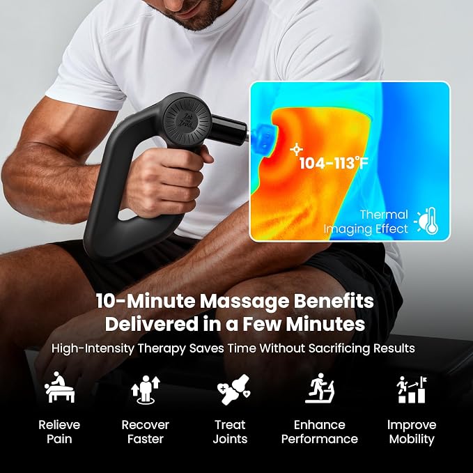 BOB AND BRAD D6 Ultra Massage Gun with Infrared Light, Deep Tissue Percussion with 16mm Amplitude, Professional Muscle Massager for Athletes, Electric Handheld Massager
