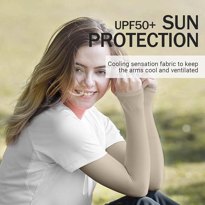 LUOLIIL VOE Sun Protection Cooling Arm Sleeves for Men &Women,Compression Sleeves for Football, Golf & Volleyball