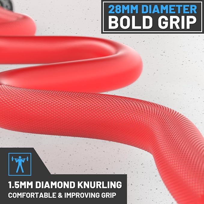 47” Solid Steel Olympic Curl Bars, 500LB | EZ and Super EZ curl bars with knurled grips, rotating sleeves, solid steel build, and 2-inch Olympic plate compatibility