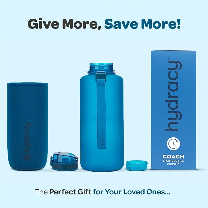 Hydracy Motivational Water Bottle with Time Marker & Fruit Infuser 64 oz | BPA-Free Tritan, Leakproof Flip-Top Lid,No-Sweat Sleeve,Carry Strap,Daily Intake Tracking for Gym,Sports,Outdoors