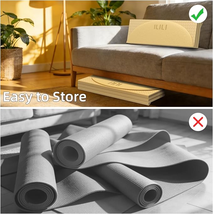 ILILI Foldable Yoga Mat-Semicircular, 10mm Thick, TPE Material, Extra Long 75"L x 26"W, Soft and Comfortable Folding Oval Mat 0.4 Inches, Easy to Carry and Store, 190*66cm Portable Multi-Functional Use for Yoga, Home Exercise & Outdoor