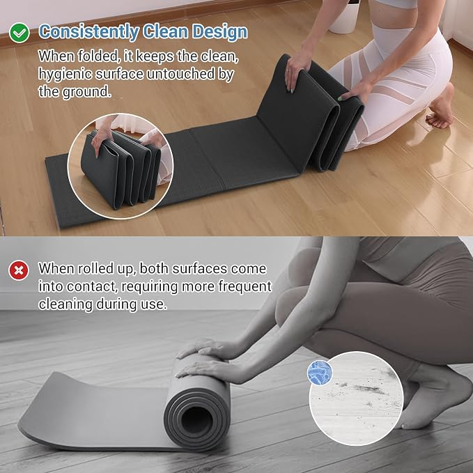 Avoalre Folding Yoga Mat, Eco-Friendly PVC Travel Yoga Mat Packable, Double Sided Non-Slip Printed Yoga Mats with Bag for Home Workout Gym Exercise Fitness Pilates Stretching (72" x 24" x 1/5" Thick)