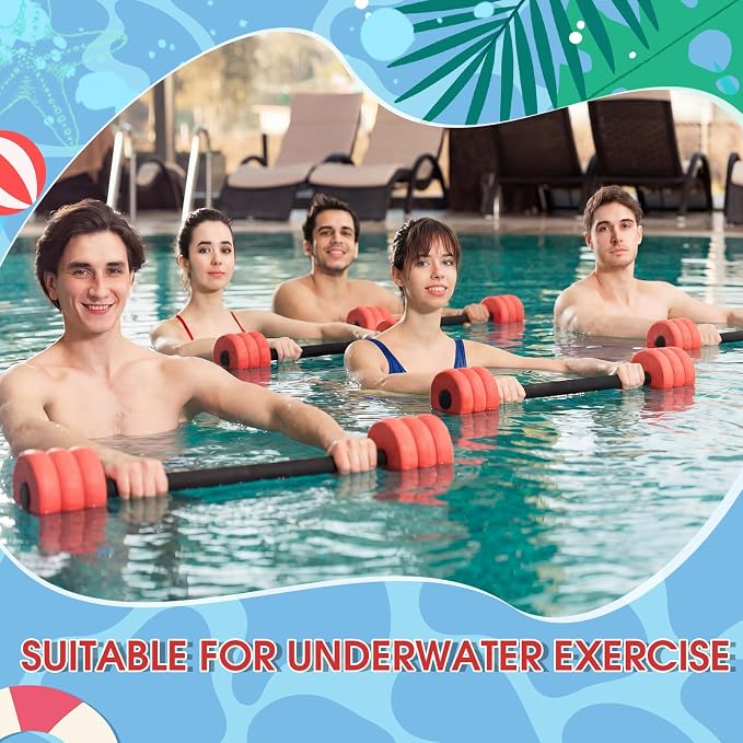 Soulchen Long Aquatic Exercise Dumbbells Pool Exercise Foam Water Weights Dumbbell Aquatic Pool Barbells with High Density EVA Foam for Swim Water Aerobics Workouts Loss