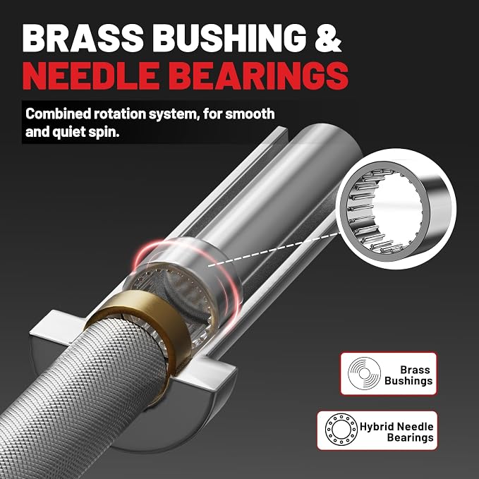 PAPABABE 4ft/5ft/6ft/6.5ft Barbell 2" Short Barbell for Strength Training | 4ft/5ft/6ft/6.5ft Straight Barbell, Womens Olympic Bar with Moderate Knurling for Squats Curls Deadlifts, Weightlifting