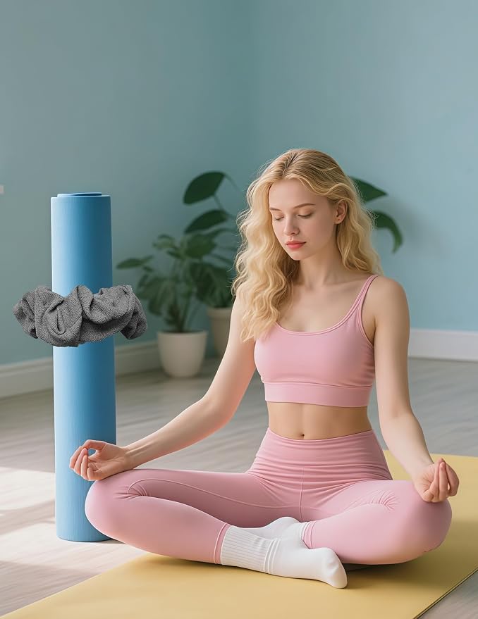 Yoga Mat Scrunchie Yoga Mat Strap Carrier Pilates Mat Holder | Holds Your Yoga Mat in Style, Adjustable & Stretchy Yoga Mat Band, Fits Most Standard Yoga Mats (mat not included),Yoga Gifts
