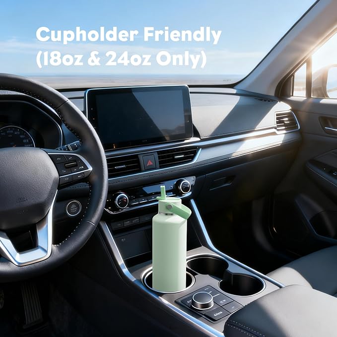POWCAN 18 oz Insulated Water Bottle: Leakproof, Cup Holder Friendly, Standard Mouth, Top Handle, Stainless Steel Water Bottle for Women, Student, Teacher, Nurse, Commuter, Gift for Girl (Mint Dew)