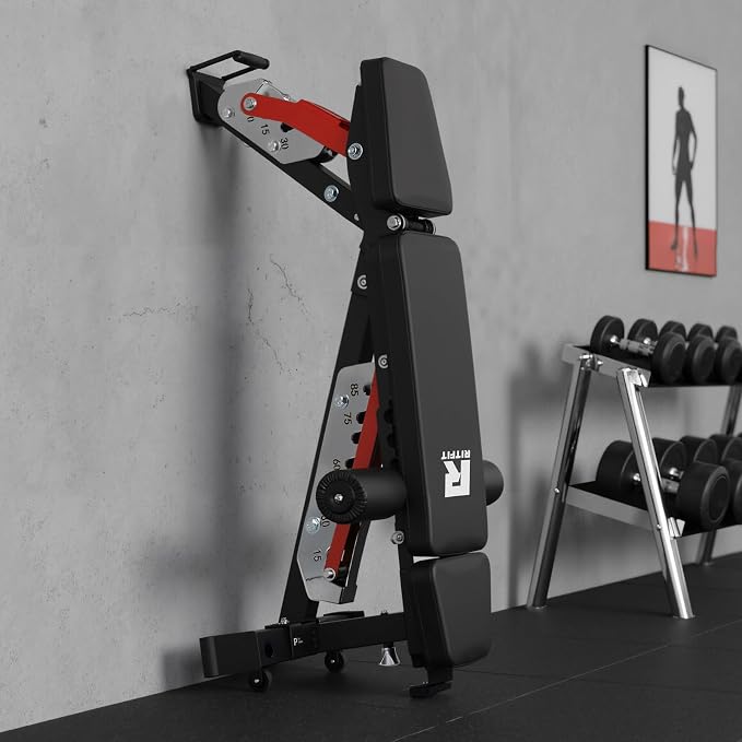 RitFit 3-Section Adjustable Weight Bench for Home Gym, 1600LB Capacity | Incline Decline Flat, 10 Backrest & 5 Headrest Positions, Full Body Strength Training with 14GA Steel Frame