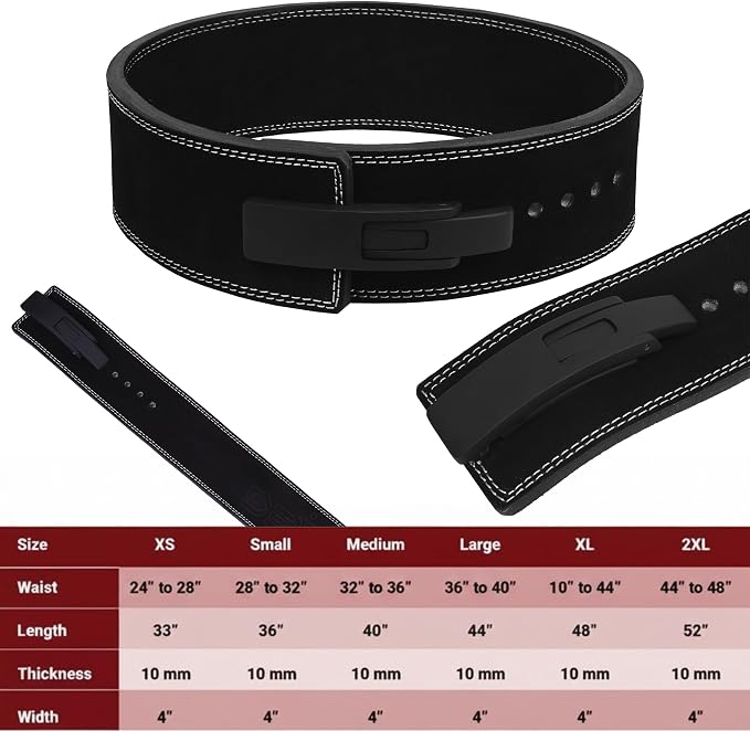 DEFY Weightlifting Lever Belt – 4” Wide Powerlifting Strongman Gym Belt for Men & Women – 10MM Lever Belt for Lower Back Support, Workout, Deadlift & IPF Bodybuilding