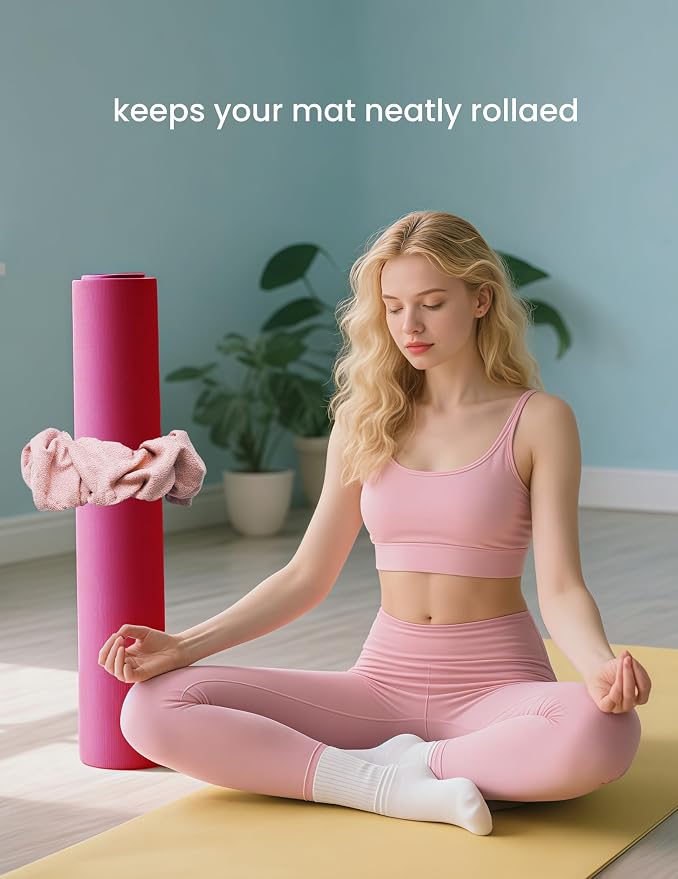 Yoga Mat Scrunchie Yoga Mat Strap Carrier Pilates Mat Holder | Holds Your Yoga Mat in Style, Adjustable & Stretchy Yoga Mat Band, Fits Most Standard Yoga Mats (mat not included),Yoga Gifts