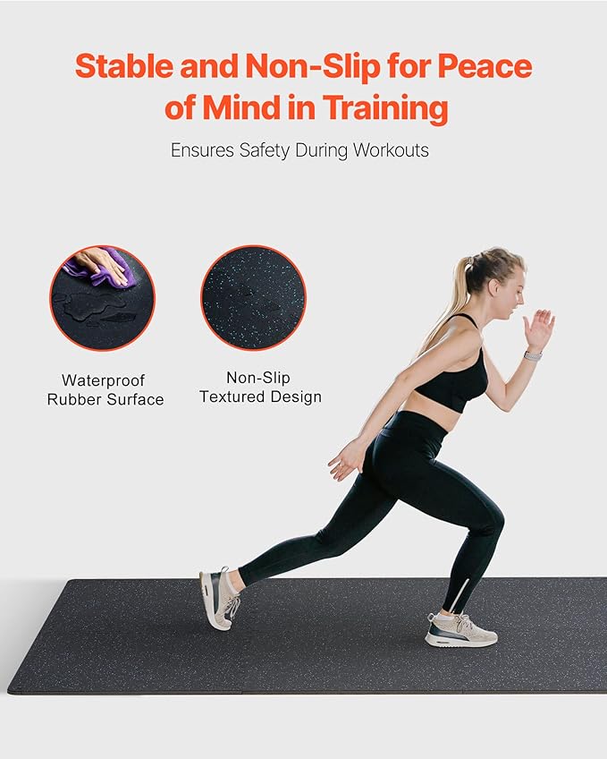 VEVOR 0.56Inch 100sq.ft 25 Tiles Gym Flooring for Home Gym, Rubber Top with High Density EVA Foam, 25 x 25In Gym Floor Exercise Equipment Mats, Interlocking Gym Mats, Puzzle Workout Mats, Black & Blue | Rubber Top with High Density EVA Foam, 25 x 25in ...
