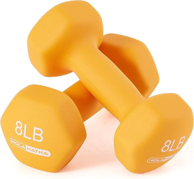 HolaHatha 1, 2 and 3 lb Neoprene Dumbbell Strength Training Weight Set with Rack