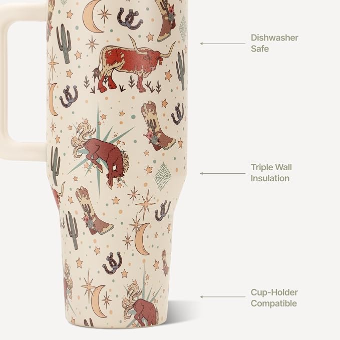 HydroJug Traveler 32oz, Insulated Tumbler with Handle & Straw, Rodeo
