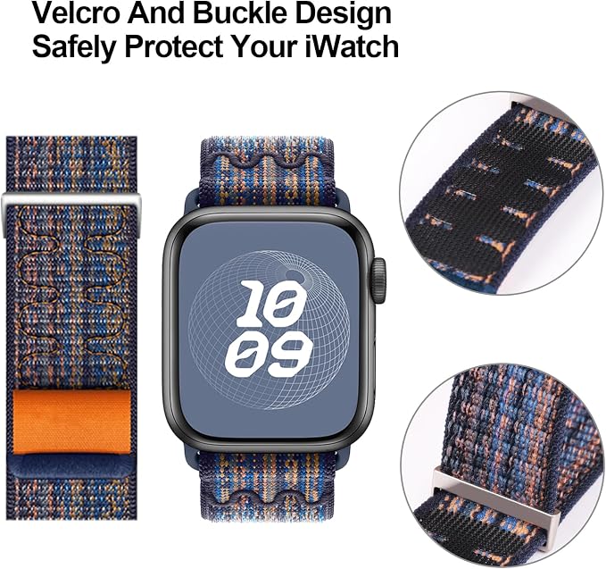 Sport Loop Band Nylon Women Men Stretchy Elastic Braided Wristband | Nylon Sport Loop Wristband Compatible with Apple Watch Ultra 2 38/40/41/42/44/45/46/49mm For iWatch Series 1-11 SE